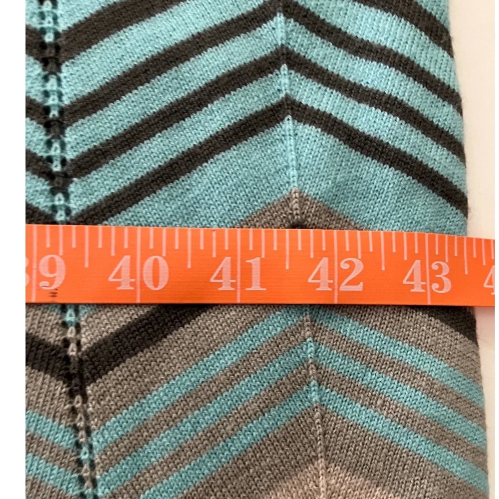 Perse Merino Wool Chevron Zigzag Knit Draped Poncho Wrap‎ S